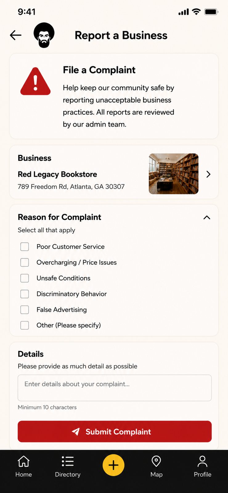 Black Dollar app report a business Report a Business complaint form