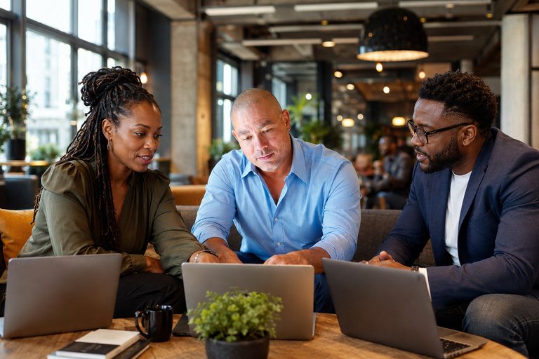 Customers supporting a Black-owned business